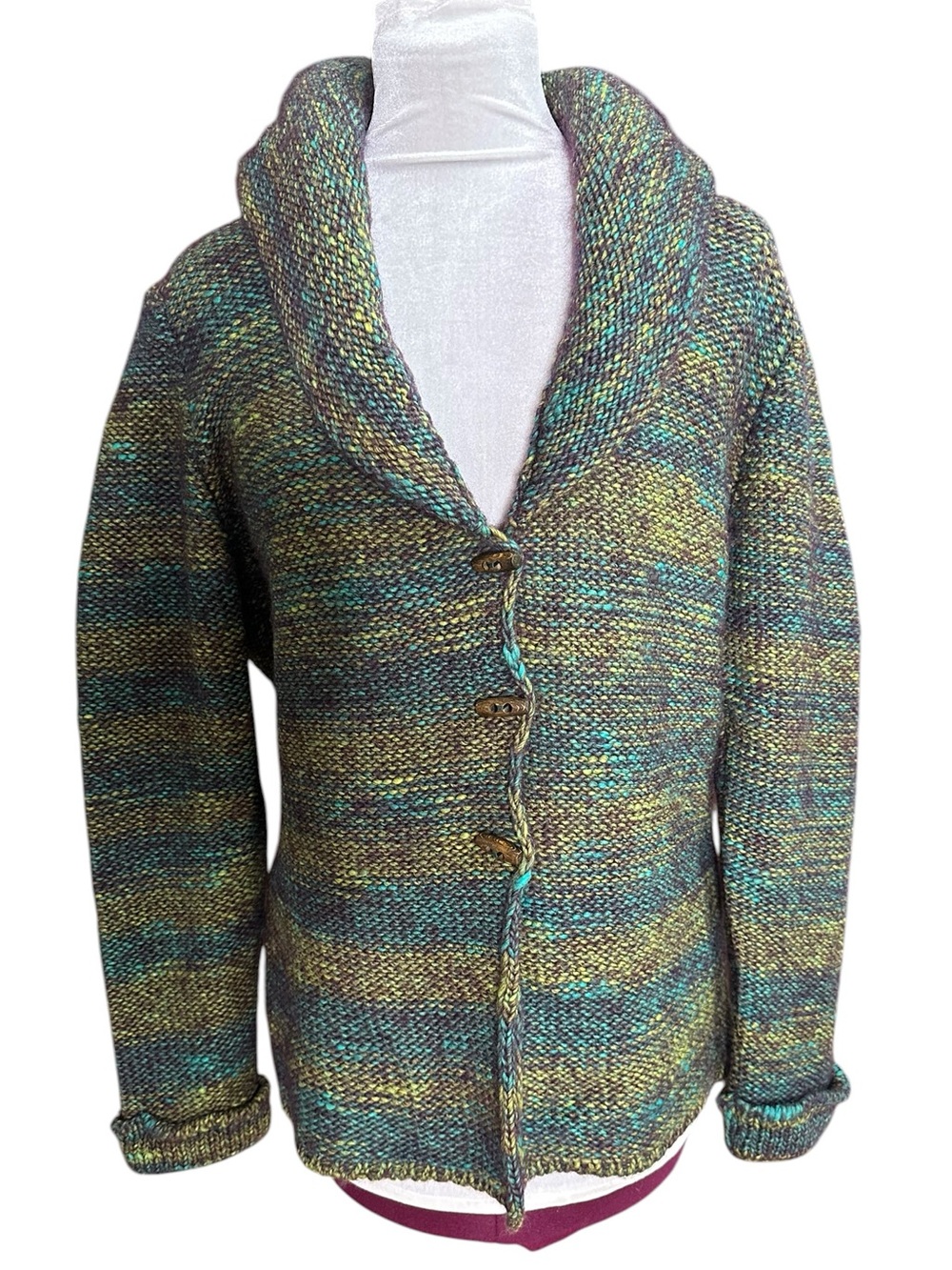 Skovhuus Women’s Multicolor Wool Blend Cardigan Sweater. Size Large